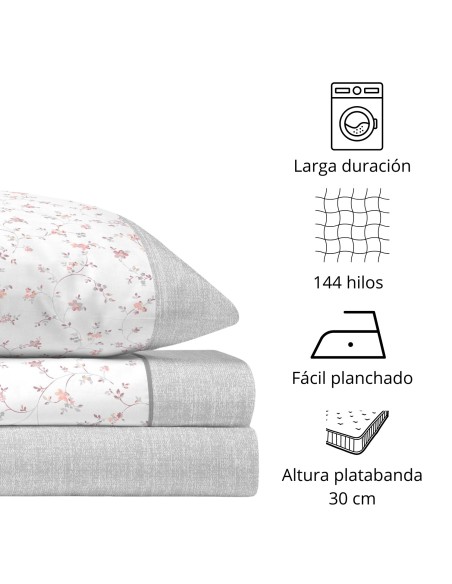 Juego de Sábanas 144 Hilos XESCA GRIS 48% Algodón