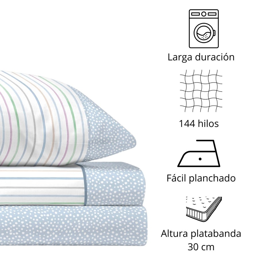 Juego de Sábanas 144 Hilos VITO AZUL 48% Algodón