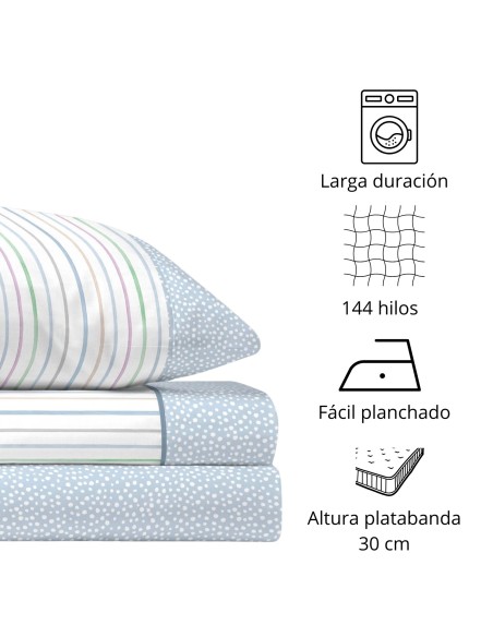 Juego de Sábanas 144 Hilos VITO AZUL 48% Algodón