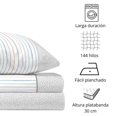 Juego de Sábanas 144 Hilos VITO GRIS 48% Algodón 2