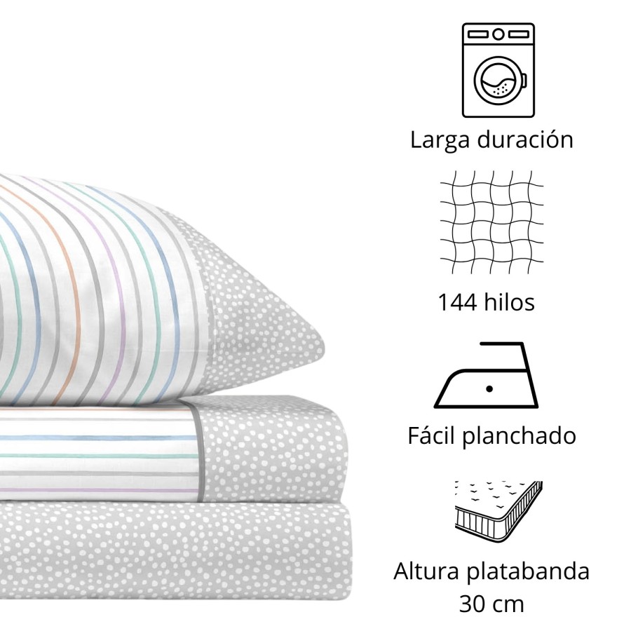 Juego de Sábanas 144 Hilos VITO GRIS 48% Algodón