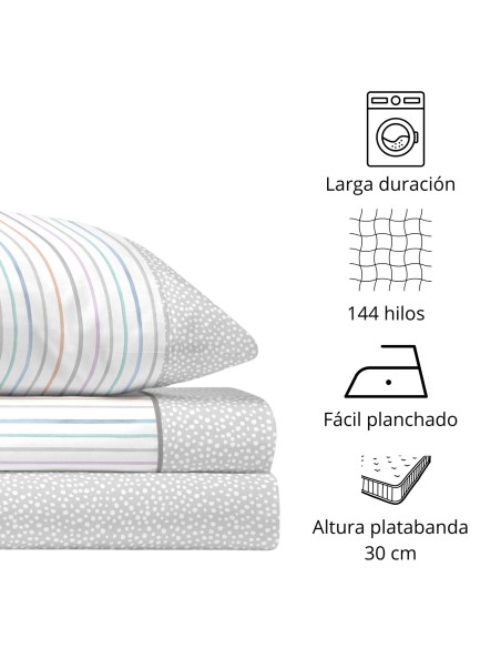 Juego de Sábanas 144 Hilos VITO GRIS 48% Algodón