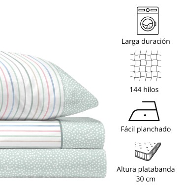 Juego de Sábanas 144 Hilos VITO MENTA 48% Algodón 2