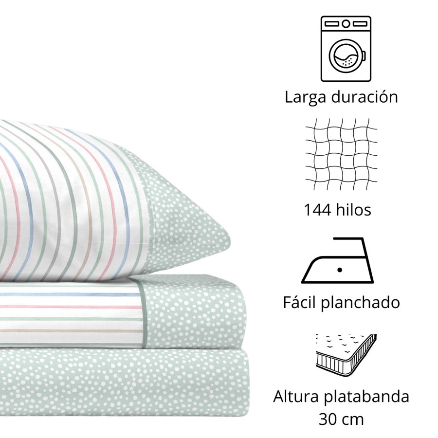 Juego de Sábanas 144 Hilos VITO MENTA 48% Algodón