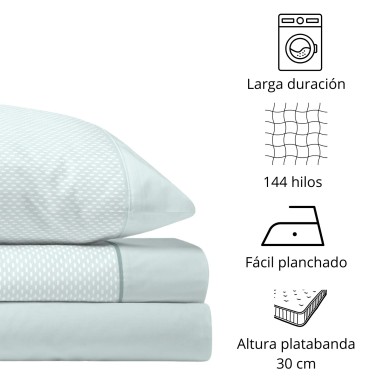 Juego de Sábanas 144 Hilos RIVER MENTA 48% Algodón 2