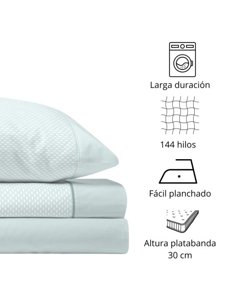 Juego de Sábanas 144 Hilos RIVER MENTA 48% Algodón