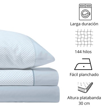 Juego de Sábanas 144 Hilos RIVER AZUL 48% Algodón 2