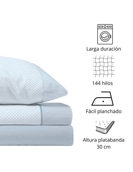 Juego de Sábanas 144 Hilos RIVER AZUL 48% Algodón