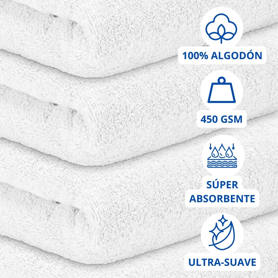 Toalla Mónaco 100% Algodón 450gr - Blanco | Deslan Internacional