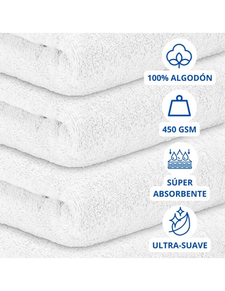 Toalla Mónaco 100% Algodón 450gr - Blanco | Deslan Internacional