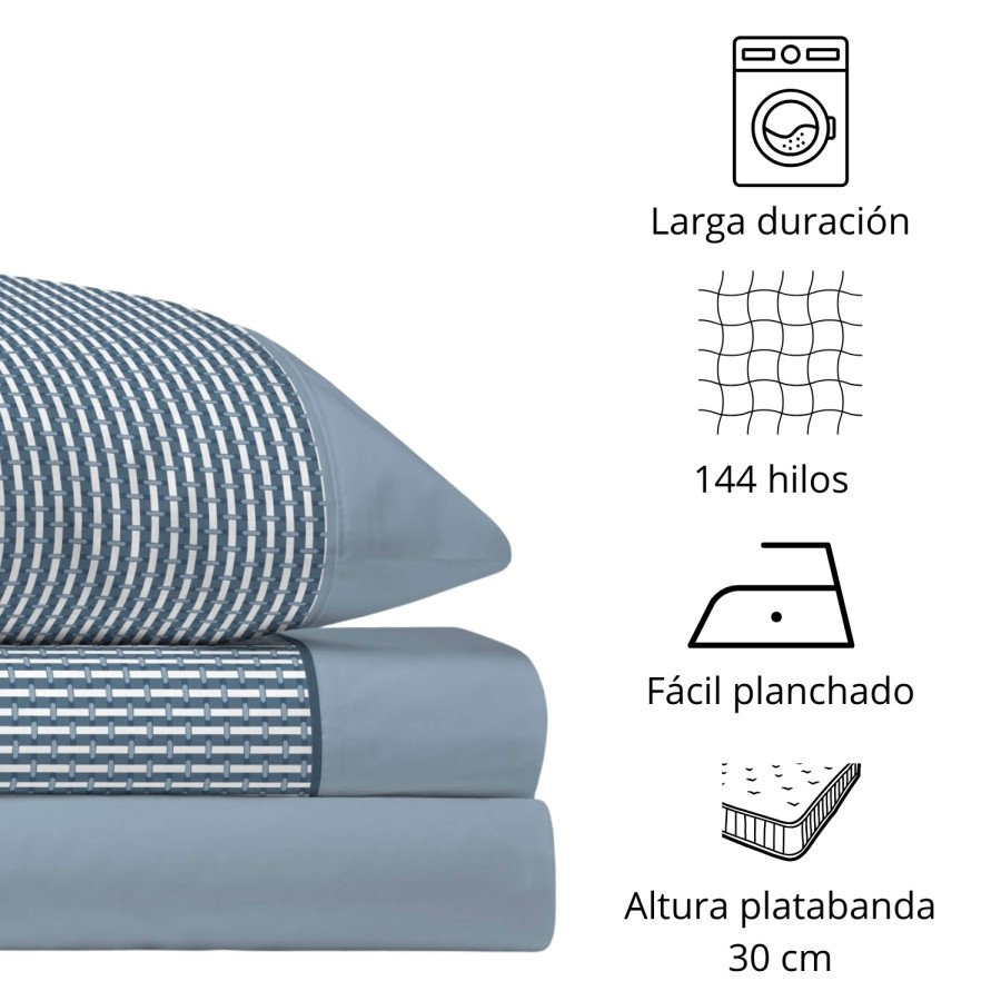 Juego de Sábanas 144 Hilos KAEL MARINO 48% Algodón