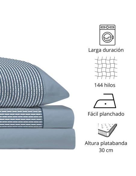 Juego de Sábanas 144 Hilos KAEL MARINO 48% Algodón