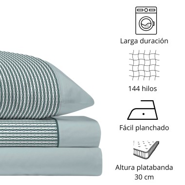 Juego de Sábanas 144 Hilos KAEL MENTA 48% Algodón 2