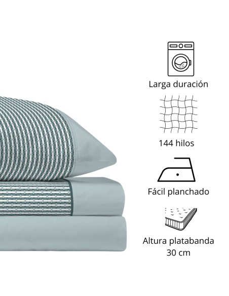 Juego de Sábanas 144 Hilos KAEL MENTA 48% Algodón