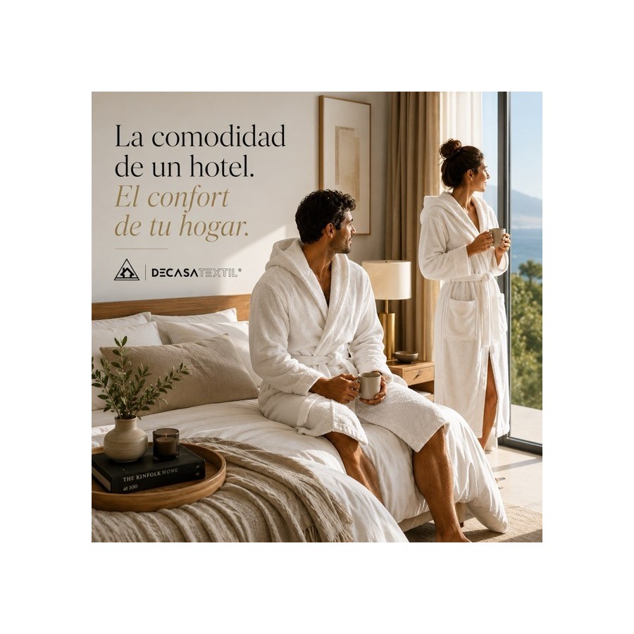 Albornoz Capucha 100% Algodón 450gr - Blanco | Deslan Internacional