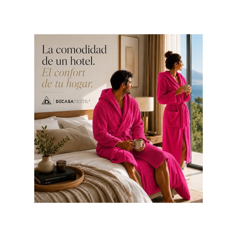Albornoz Capucha 100% Algodón 450gr - Fuxia | Deslan Internacional