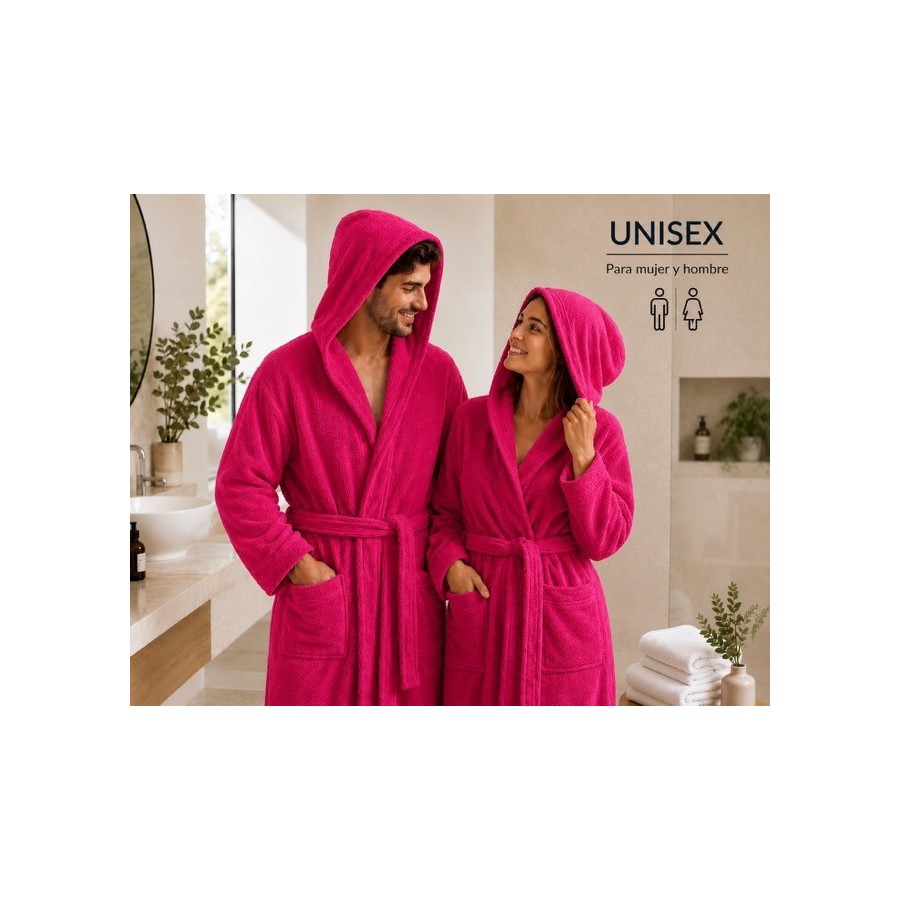 Albornoz Capucha 100% Algodón 450gr - Fuxia | Deslan Internacional