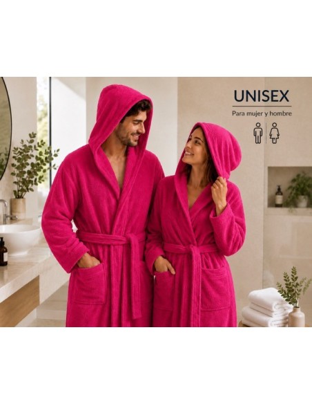 Albornoz Capucha 100% Algodón 450gr - Fuxia | Deslan Internacional