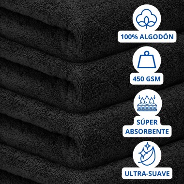 Toalla Mónaco 100% Algodón 450gr - Negro | Deslan Internacional 2