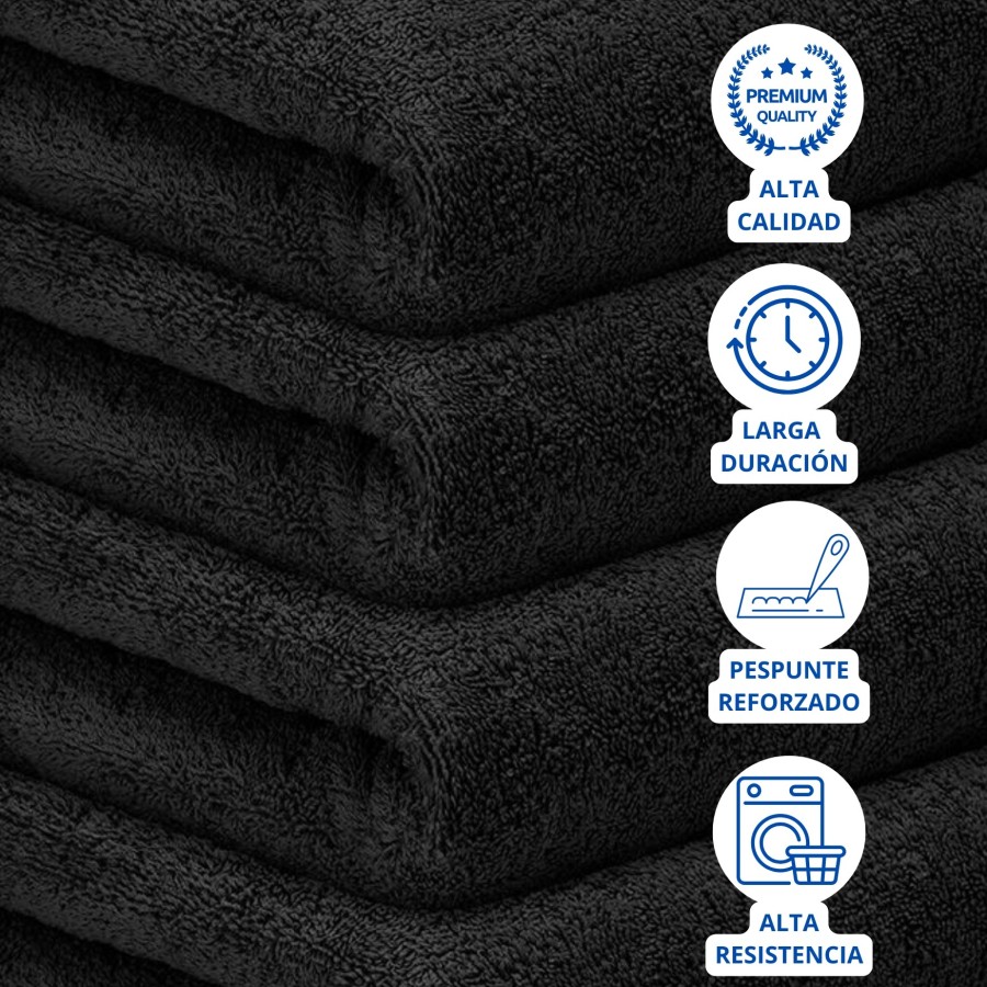 Toalla Mónaco 100% Algodón 450gr - Negro | Deslan Internacional