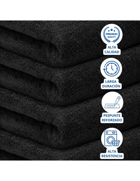 Toalla Mónaco 100% Algodón 450gr - Negro | Deslan Internacional