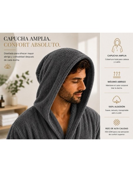 Albornoz Capucha 100% Algodón 450gr - Marengo | Deslan Internacional