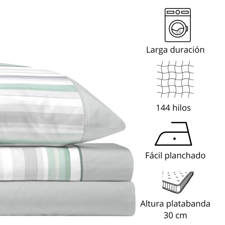 Juego de Sábanas 144 Hilos ALEX MENTA 48% Algodón