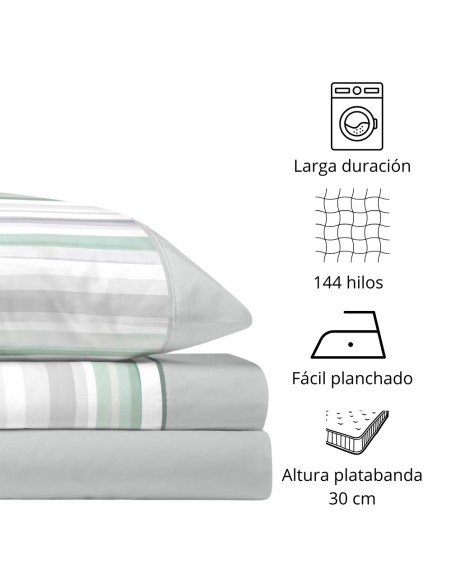 Juego de Sábanas 144 Hilos ALEX MENTA 48% Algodón