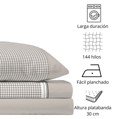 Juego de Sábanas 144 Hilos MATT BEIGE 48% Algodón 2