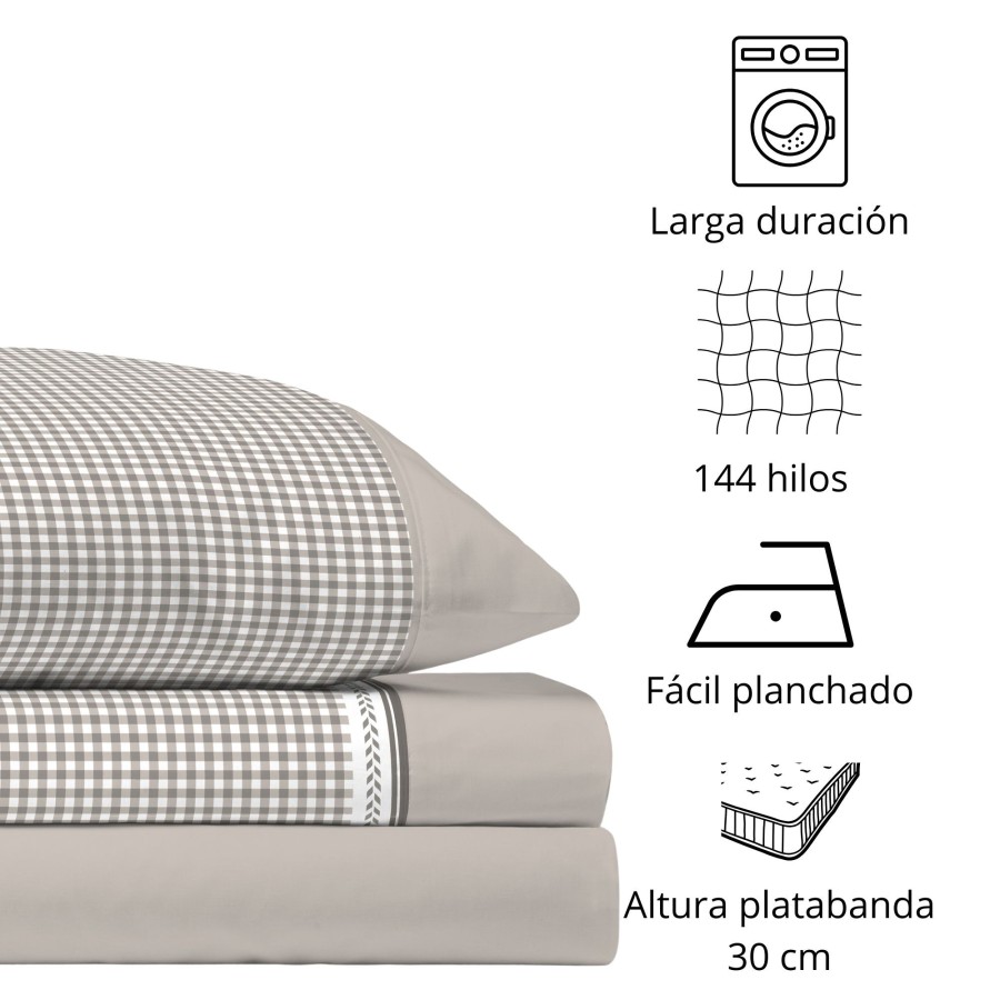 Juego de Sábanas 144 Hilos MATT BEIGE 48% Algodón