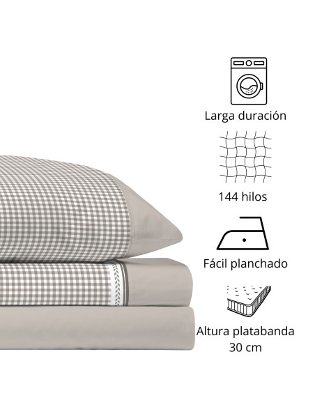 Juego de Sábanas 144 Hilos MATT BEIGE 48% Algodón