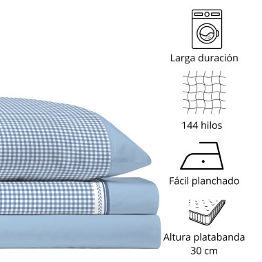 Juego de Sábanas 144 Hilos MATT AZUL 48% Algodón 2