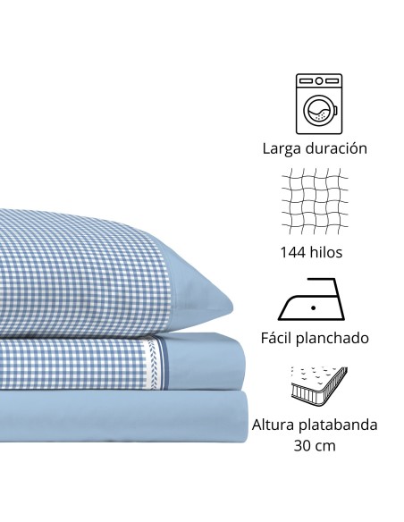 Juego de Sábanas 144 Hilos MATT AZUL 48% Algodón