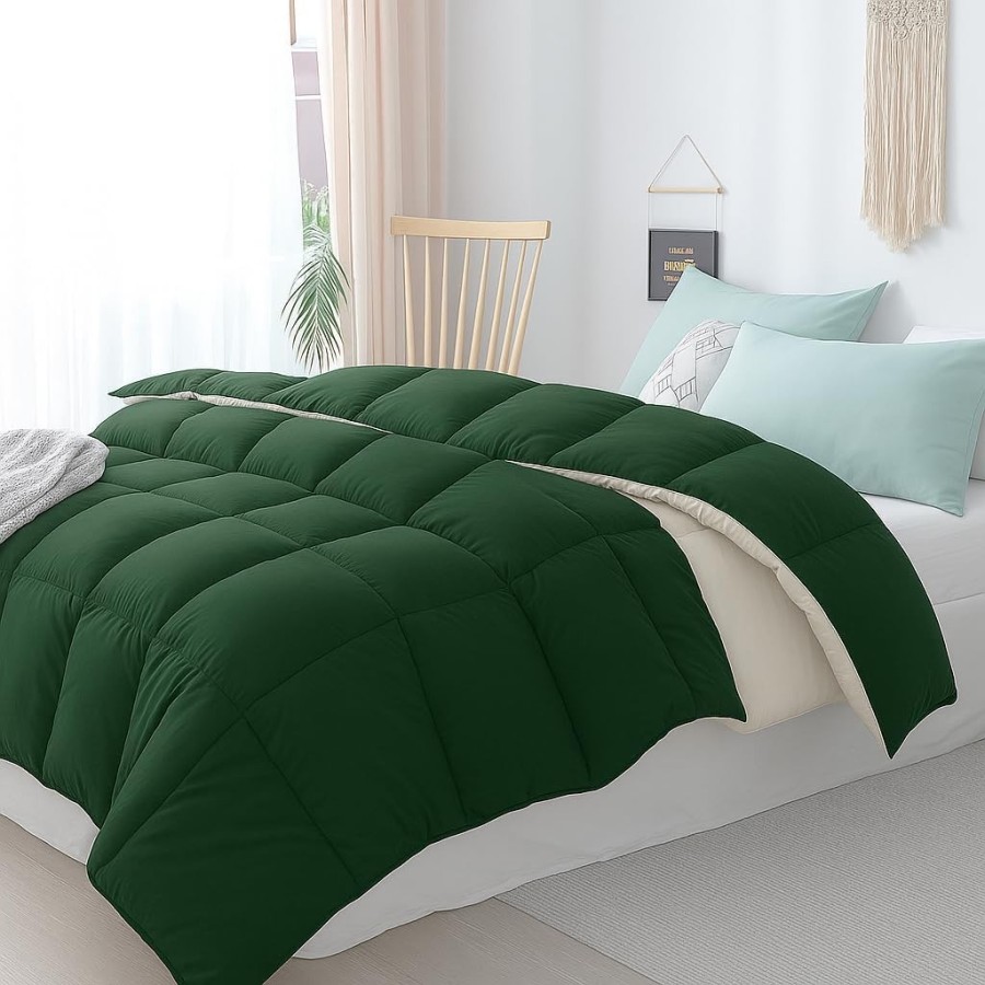 Relleno Nórdico BERLIN 400 GSM Reversible Verde y Beige | Oeko-Tex | Deslan Internacional