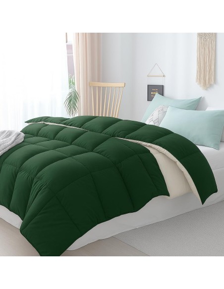 Relleno Nórdico BERLIN 400 GSM Reversible Verde y Beige | Oeko-Tex | Deslan Internacional