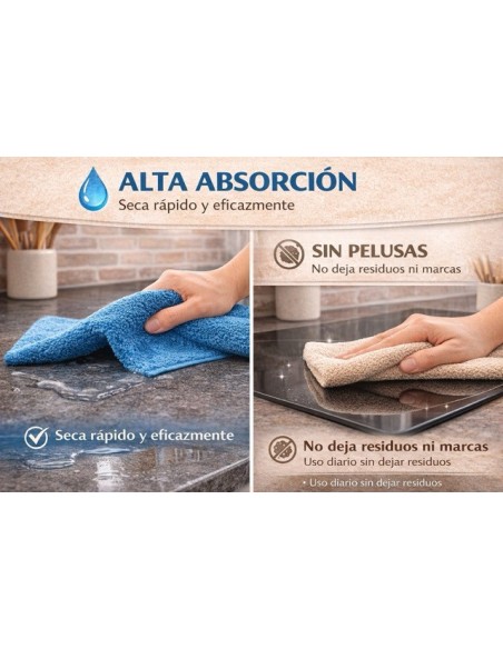 Pack 6 Paños Cocina Lisos 400 GSM 100% Algodón 50x50 cm | Multicolor | Deslan Internacional