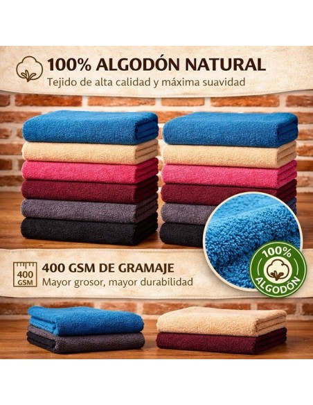 Pack 6 Paños Cocina Lisos 400 GSM 100% Algodón 50x50 cm | Multicolor | Deslan Internacional