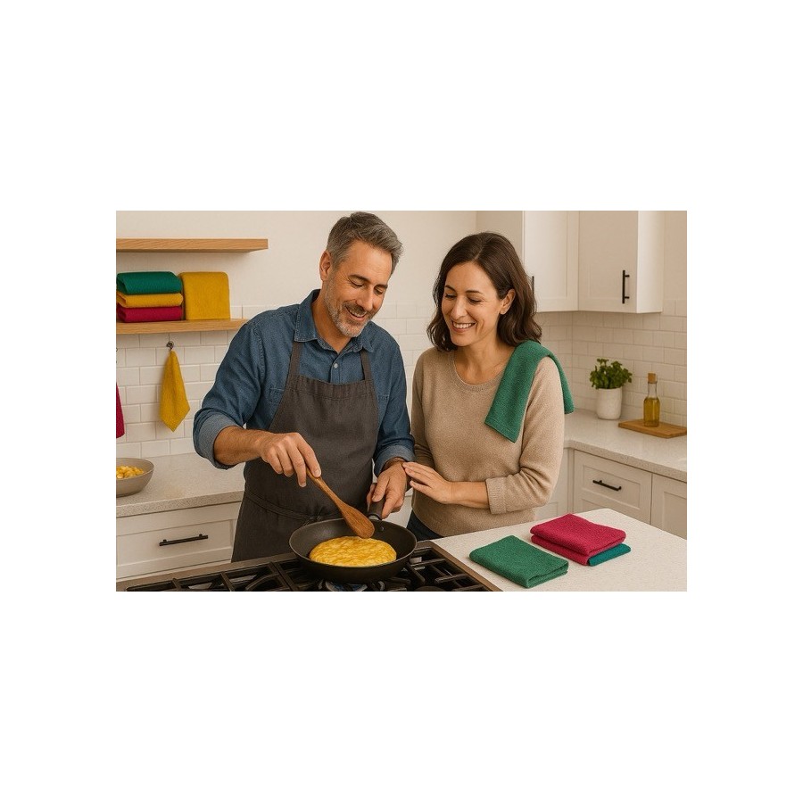 Pack 6 Paños Cocina Lisos 400 GSM 100% Algodón 50x50 cm | Multicolor | Deslan Internacional