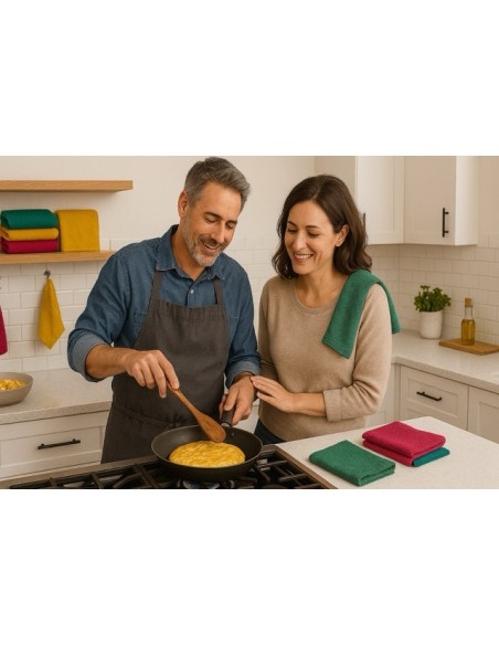 Pack 6 Paños Cocina Lisos 400 GSM 100% Algodón 50x50 cm | Multicolor | Deslan Internacional
