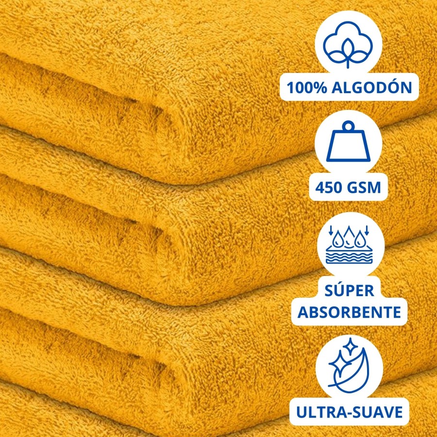 Toalla Mónaco 100% Algodón 450gr - Oro | Deslan Internacional