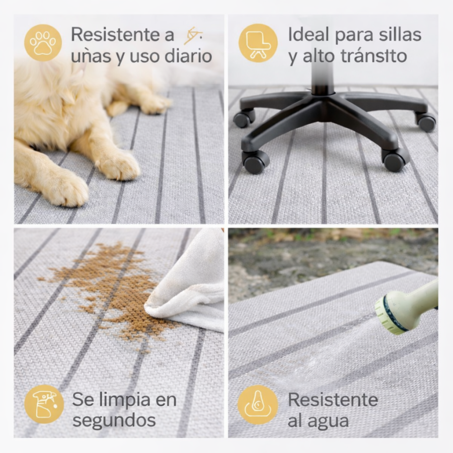 Alfombra Vinílica Mirel - Gris Antideslizante y Lavable | Deslan Internacional