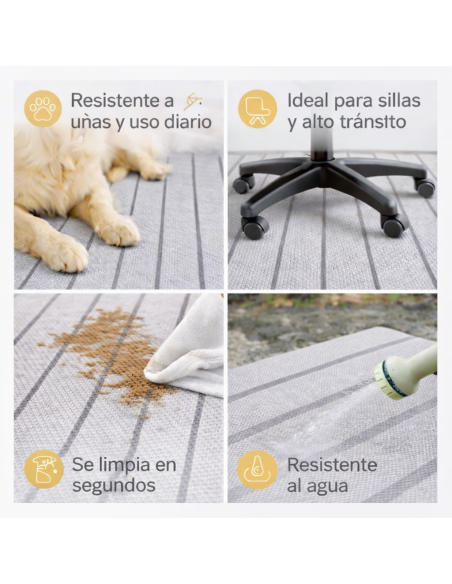 Alfombra Vinílica Mirel - Gris Antideslizante y Lavable | Deslan Internacional