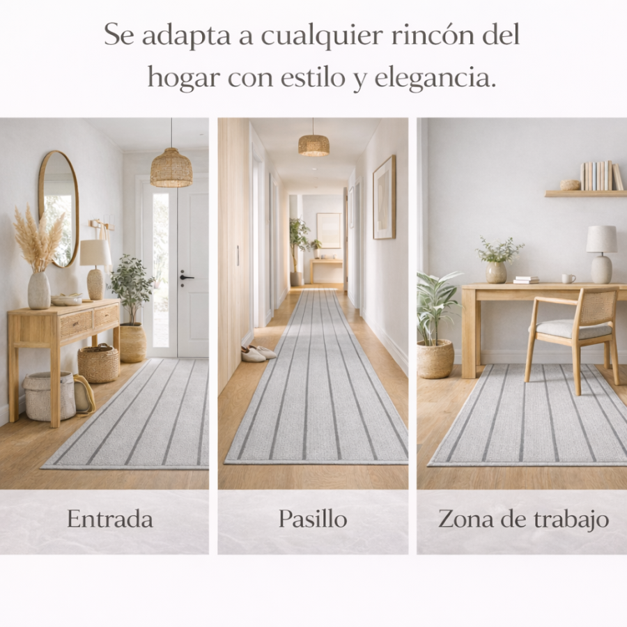 Alfombra Vinílica Mirel - Gris Antideslizante y Lavable | Deslan Internacional