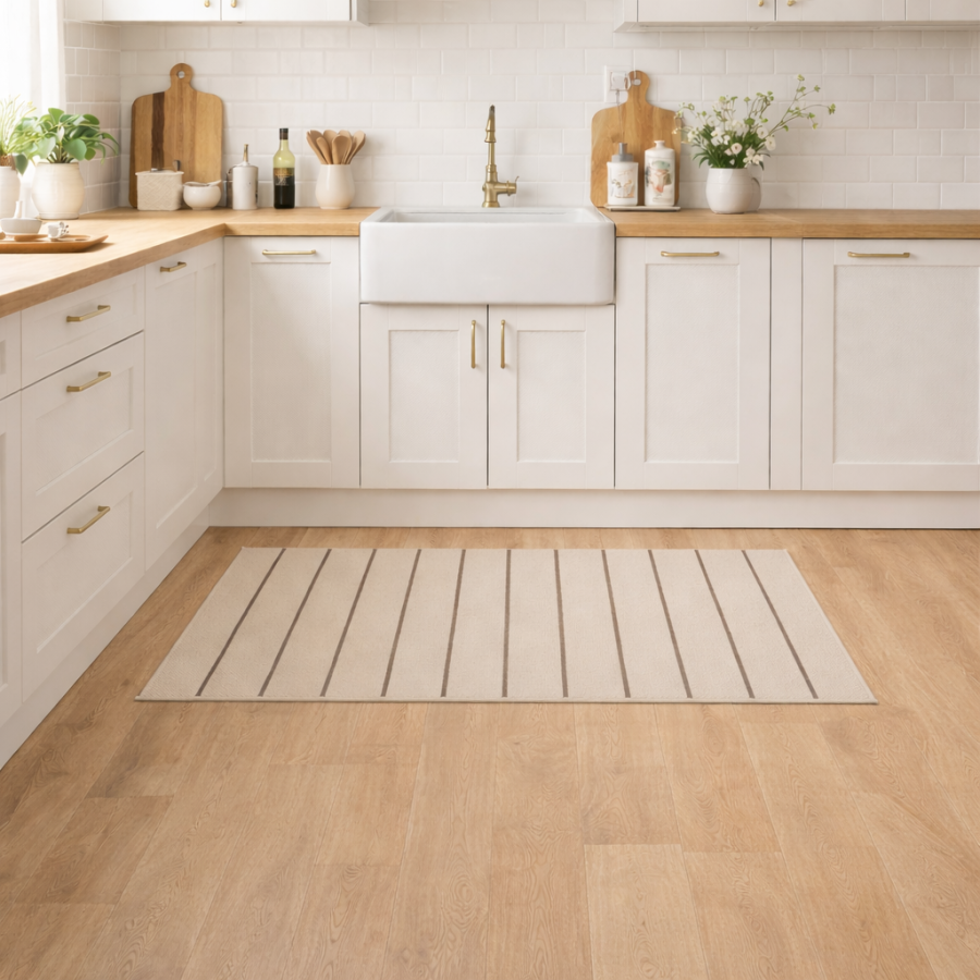 Alfombra Vinílica Mirel - Beige Antideslizante y Lavable | Deslan Internacional