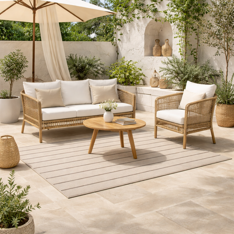 Alfombra Vinílica Mirel - Beige Antideslizante y Lavable | Deslan Internacional