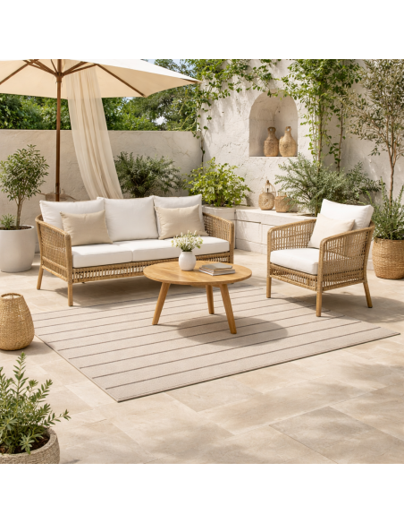 Alfombra Vinílica Mirel - Beige Antideslizante y Lavable | Deslan Internacional