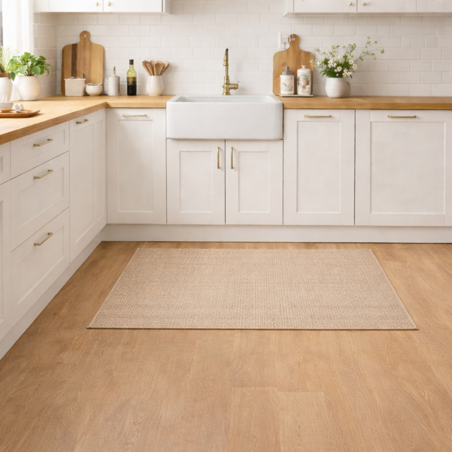 Alfombra Vinílica Mirel - Beige Antideslizante y Lavable | Deslan Internacional