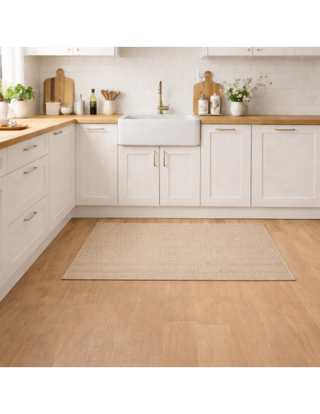 Alfombra Vinílica Mirel - Beige Antideslizante y Lavable | Deslan Internacional