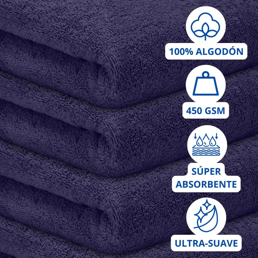 Toalla Mónaco 100% Algodón 450gr - Marino | Deslan Internacional