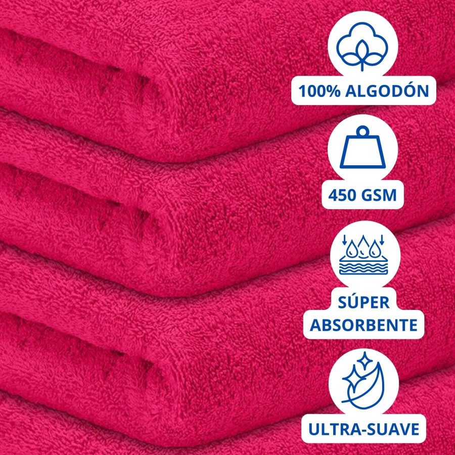 Toalla Mónaco 100% Algodón 450gr - Fuxia | Deslan Internacional